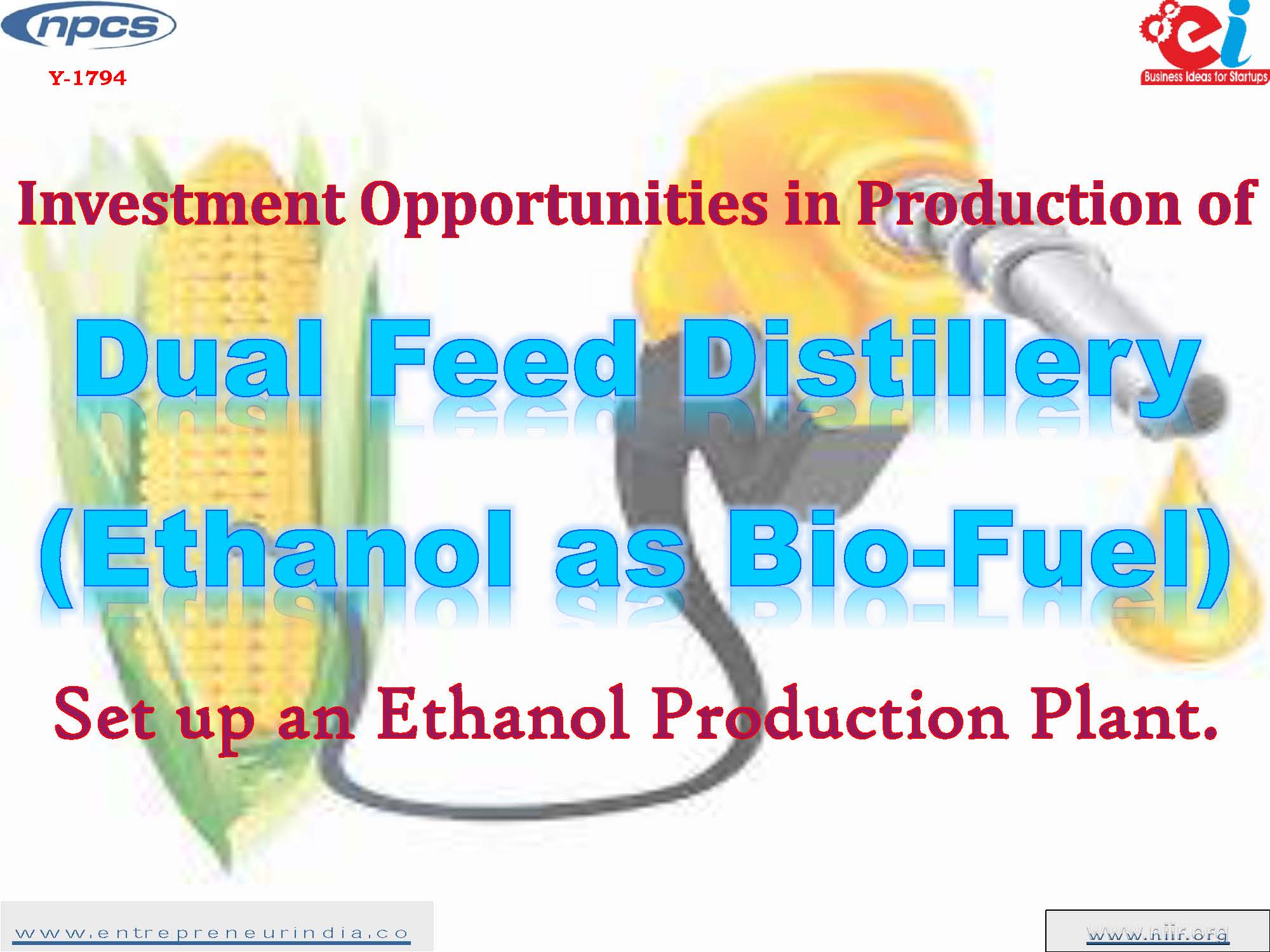 Investment Opportunities in Production of Dual Feed Distillery Ethanol as Bio Fuel Set up an Ethanol Production Plant