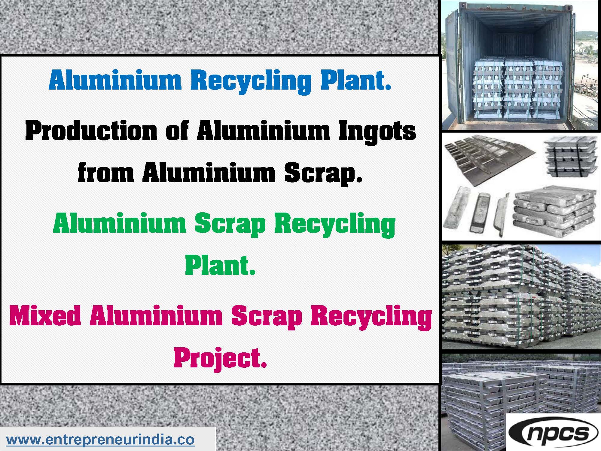 Aluminium Recycling Plant. Production of Aluminium Ingots from Aluminium Scrap