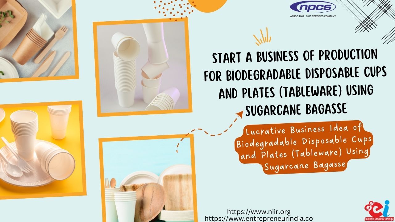 Start a Business of Production for Biodegradable Disposable Cups and Plates (Tableware) Using Sugarcane Bagasse Lucrative Business Idea of Biodegradable Disposable Cups and Plates (Tableware) Using Sugarcane Bagasse