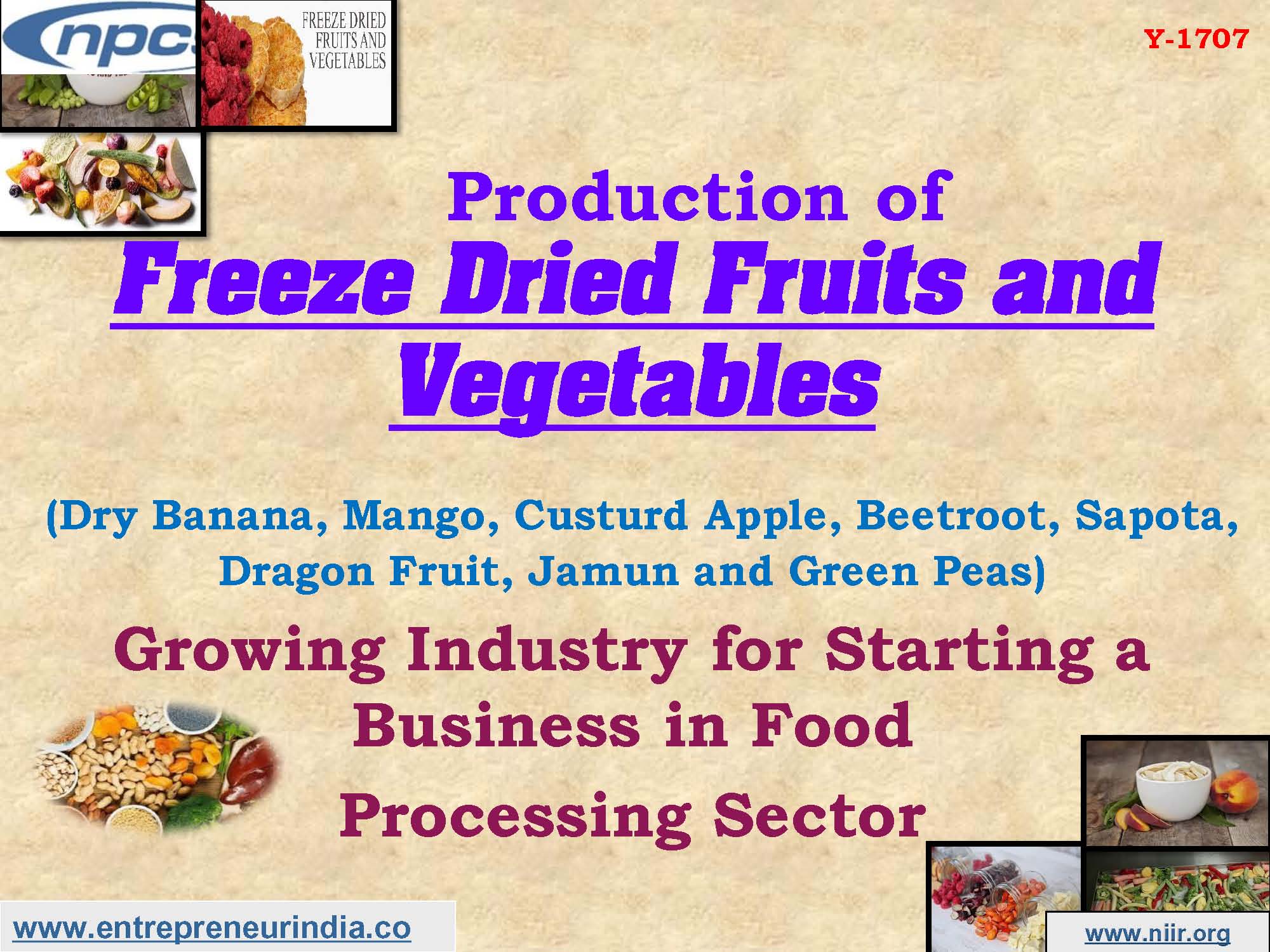 Production of Freeze Dried Fruits & Vegetables