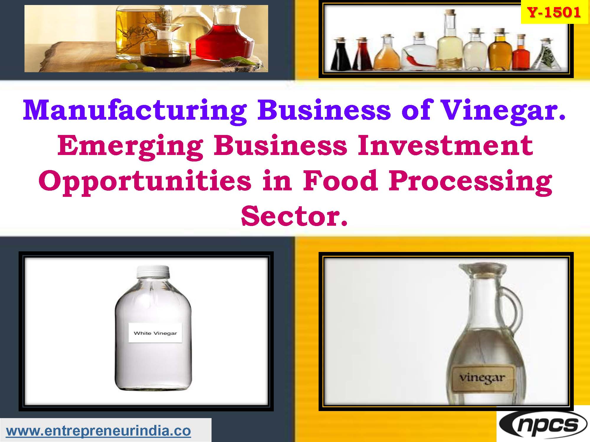 Manufacturing Business of Vinegar. Emerging Business Investment Opportunities in Food Processing Sector.
