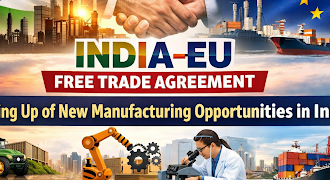 India–EU Free Trade Agreement highlighting manufacturing growth, exports, and new business opportunities