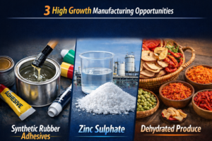 High Growth Manufacturing Opportunities Synthetic Rubber Adhesives, Zinc Sulphate, and Dehydrated Produce