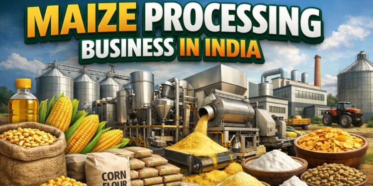 Maize processing business plant in India showing industrial corn wet milling unit