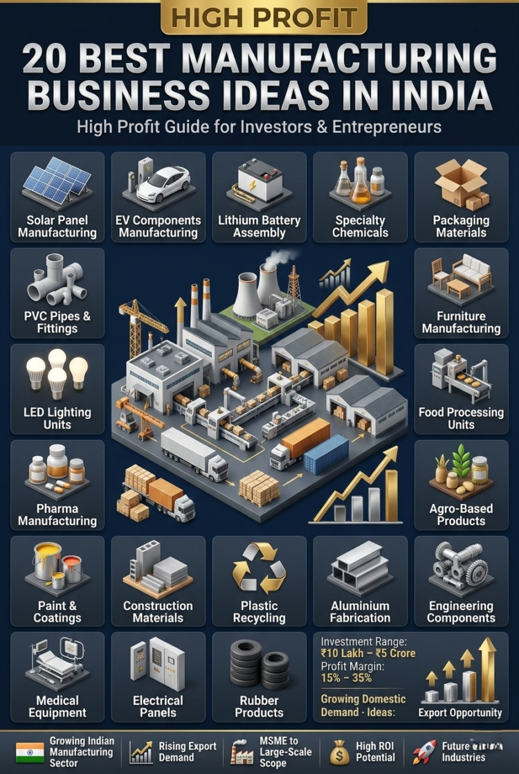 20 Best Manufacturing Business Ideas in India – High Profit