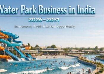 Water park business in India with modern rides and large swimming pools