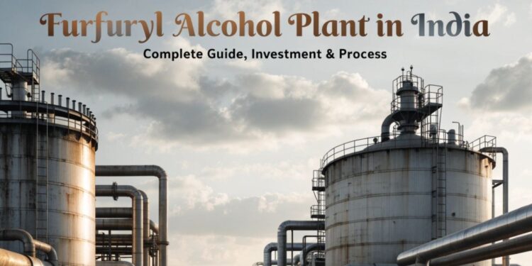 Furfuryl alcohol manufacturing plant in India showing hydrogenation reactor and storage tanks