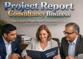 Project report consultancy business in India showing financial documents and business planning process