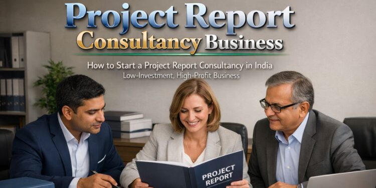 Project report consultancy business in India showing financial documents and business planning process