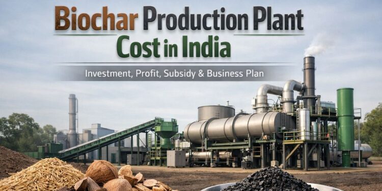 Biochar production plant setup in India with pyrolysis machine