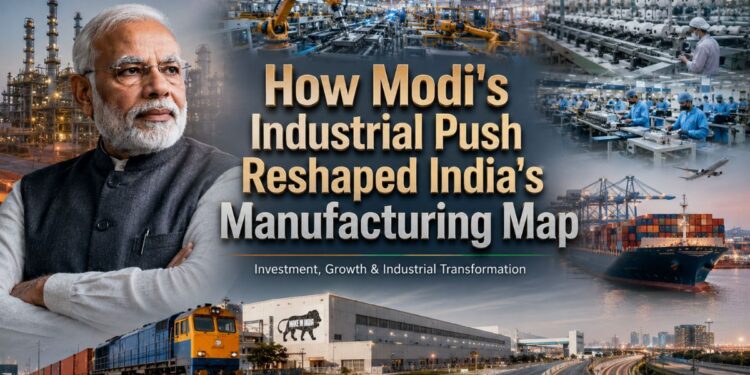 Modi Manufacturing Push transforming India’s manufacturing sector through Make in India and PLI scheme