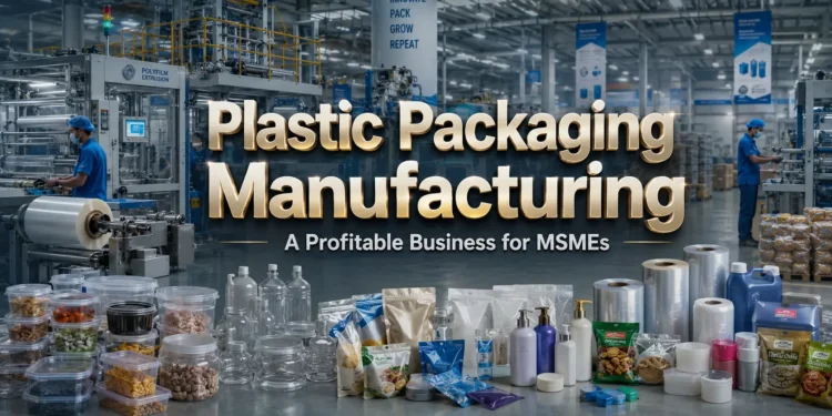 Plastic packaging manufacturing plant with extrusion and printing machines MSME India setup