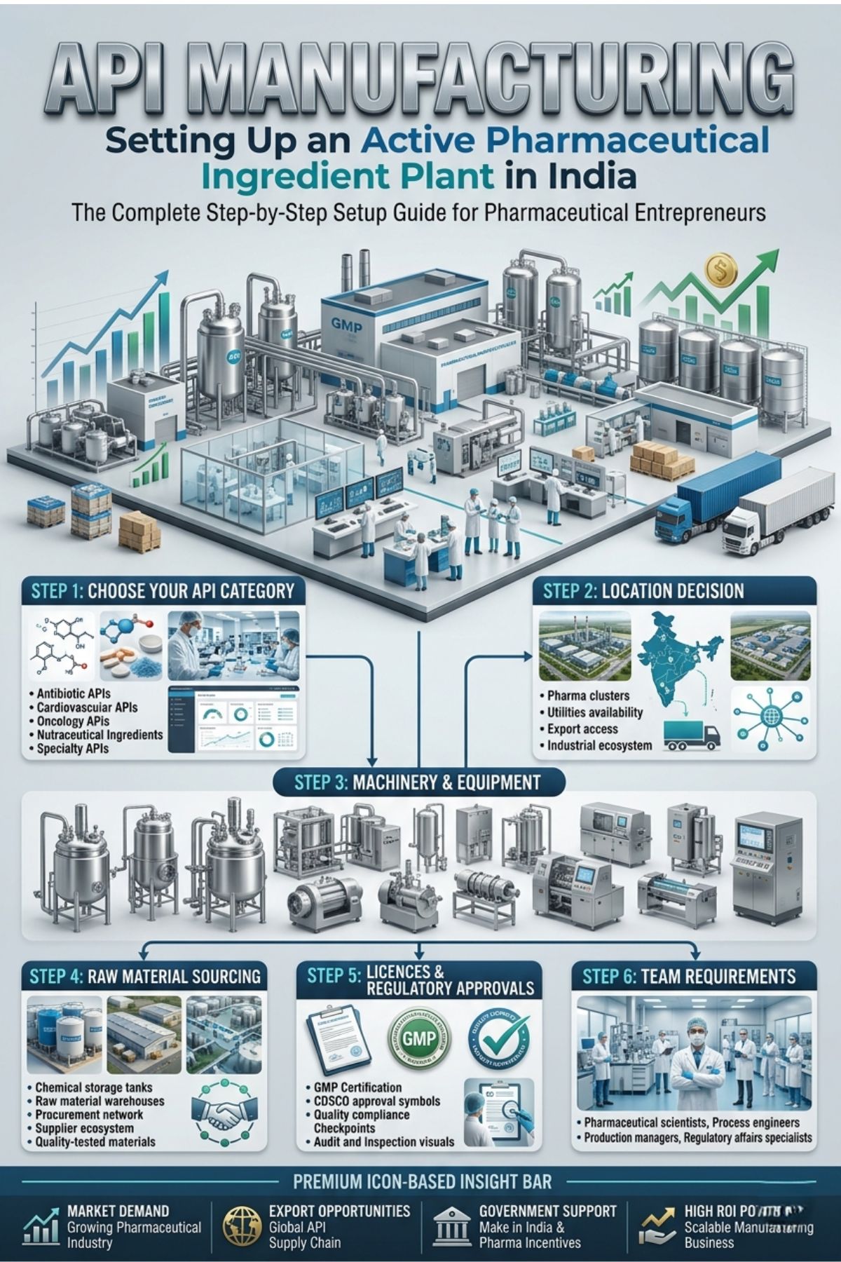 API Manufacturing Plant in India with pharmaceutical production equipment and bulk drug manufacturing facility