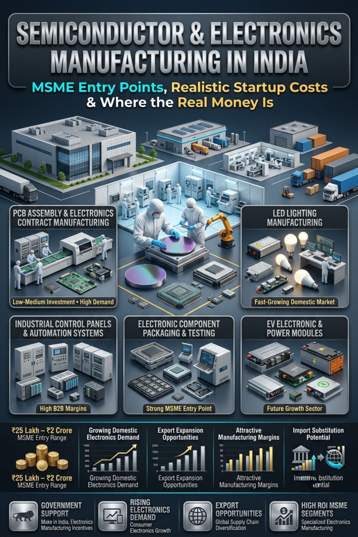 Semiconductor Manufacturing MSME India with PCB production and electronics component manufacturing facility