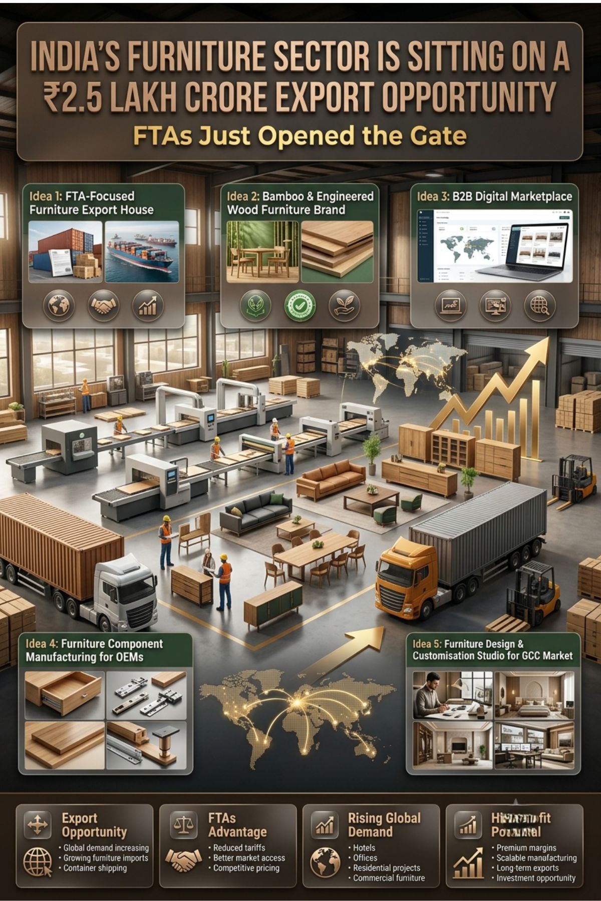 India Furniture Export Business Opportunity MSMEs & Startups