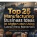 Top 25 Manufacturing Business Ideas in Afghanistan