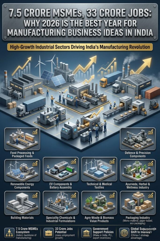 Best manufacturing business ideas in India 2026 for MSME entrepreneurs