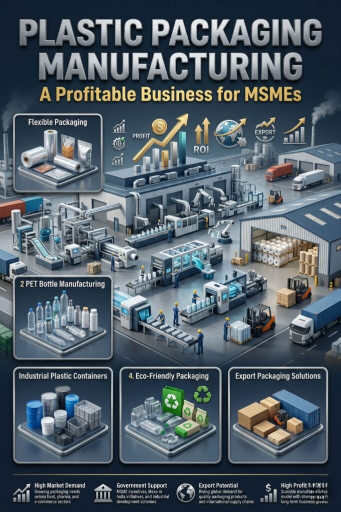 Plastic packaging manufacturing plant with extrusion printing and pouch making machines MSME India