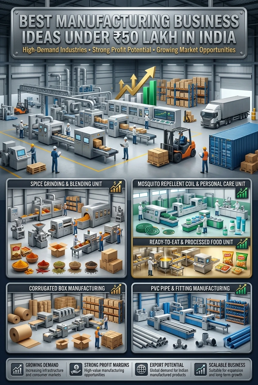 Best Manufacturing Business Ideas Under ₹50 Lakh in India