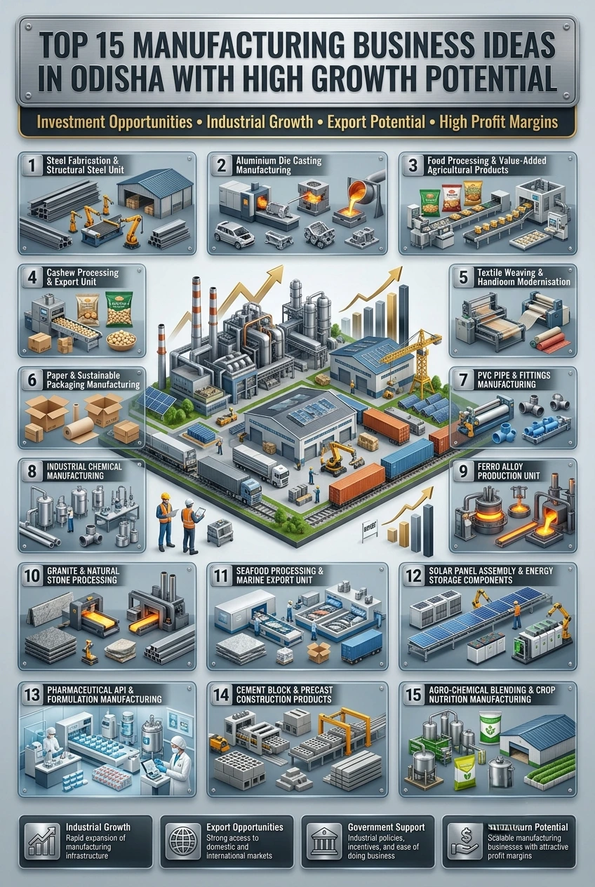 Top 15 manufacturing business ideas in Odisha under ₹25 crore