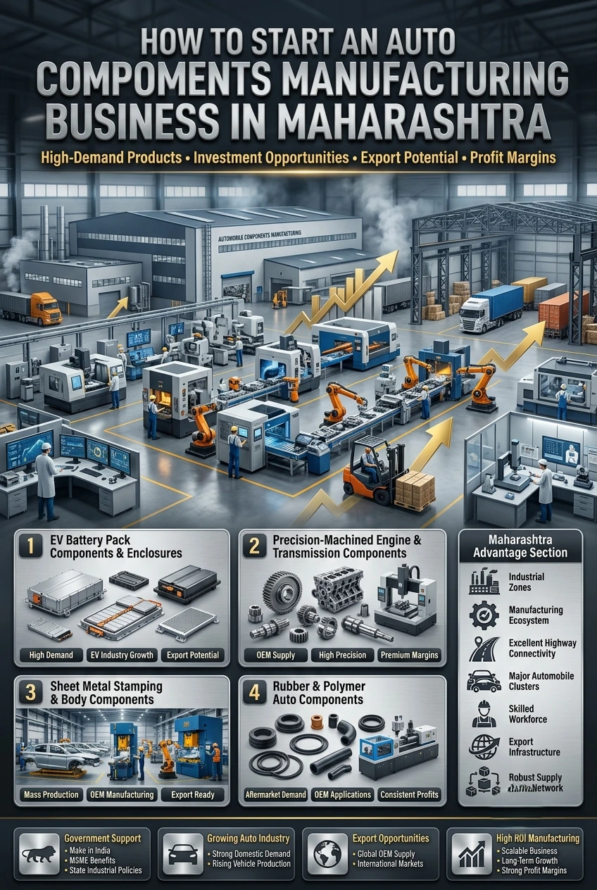 Auto Components Manufacturing Business in Maharashtra with EV component production and precision machining.