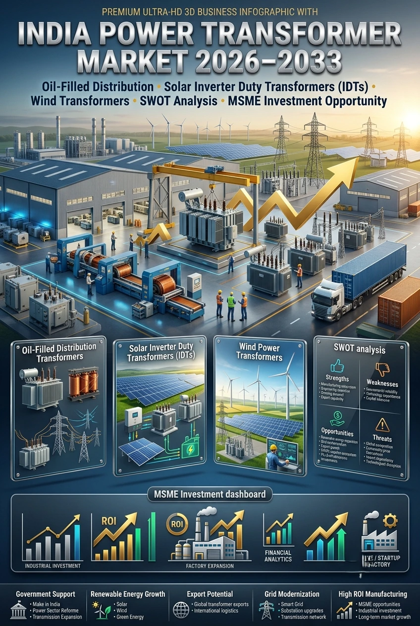Power transformer manufacturing business in India with distribution, solar IDT and wind transformers