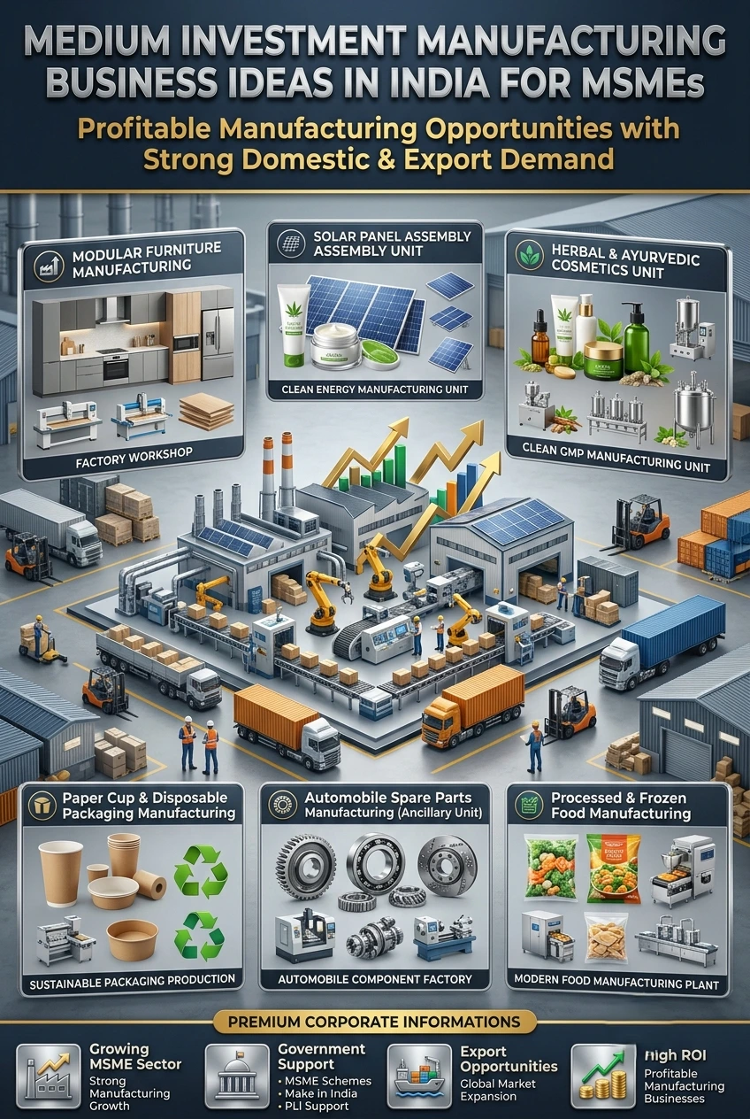 Medium Investment Manufacturing Business Ideas in India for MSMEs