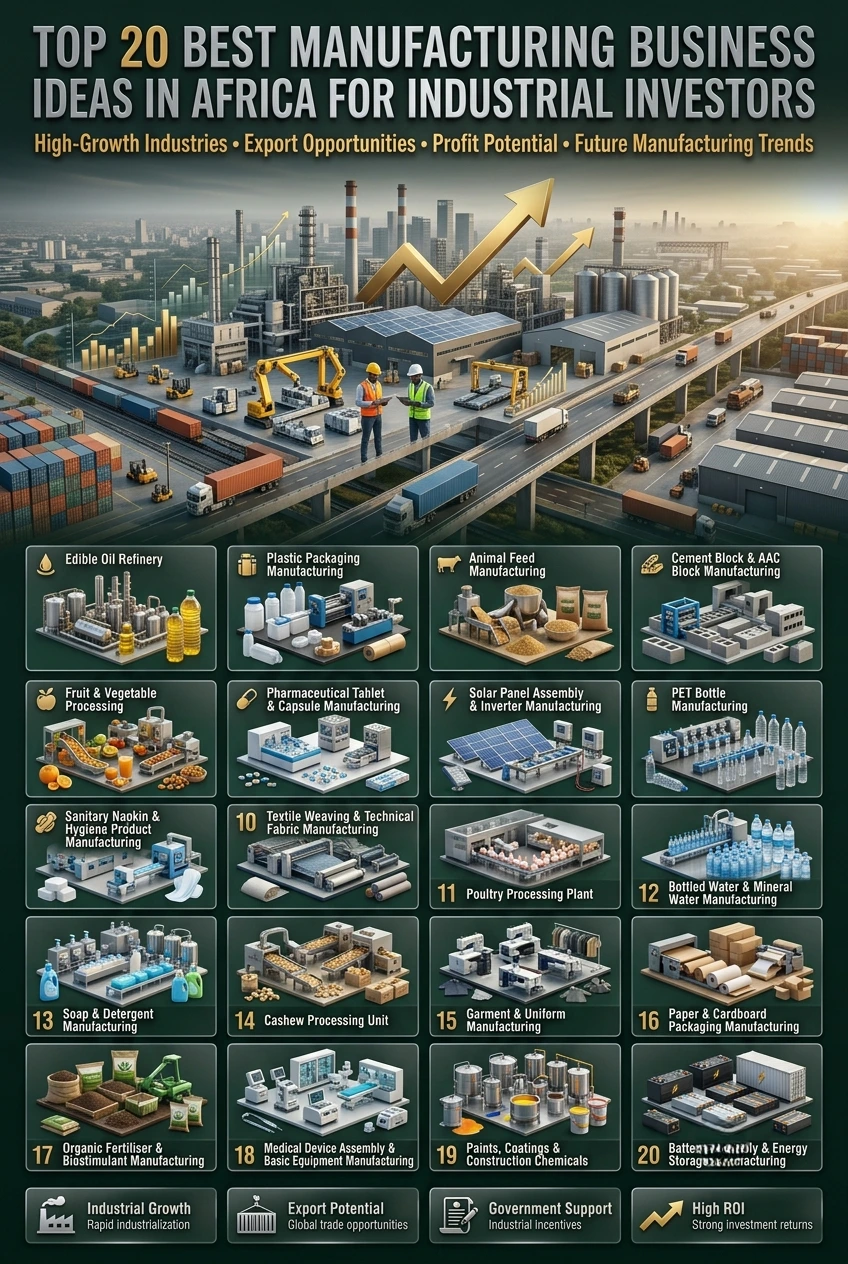 Manufacturing business ideas in Africa for industrial investors and entrepreneurs