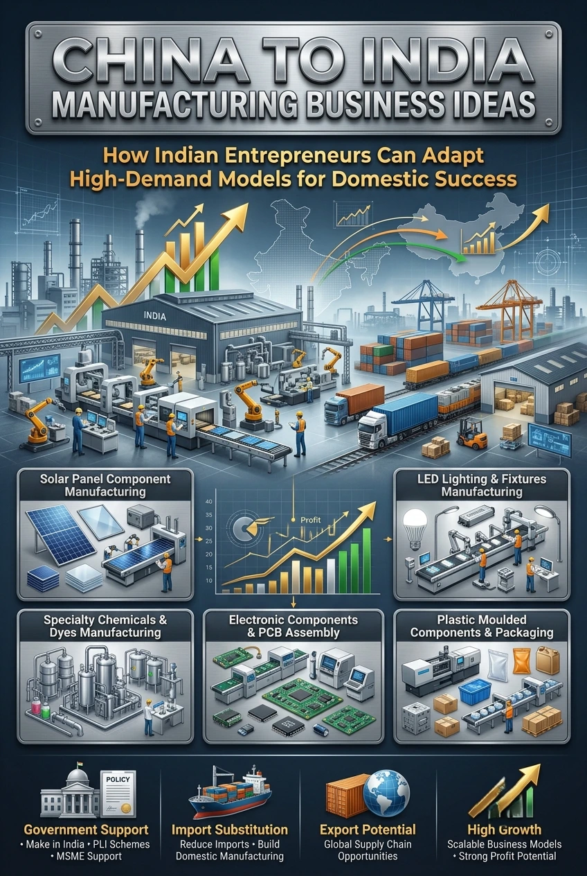 China to India manufacturing business ideas for Indian entrepreneurs and MSMEs