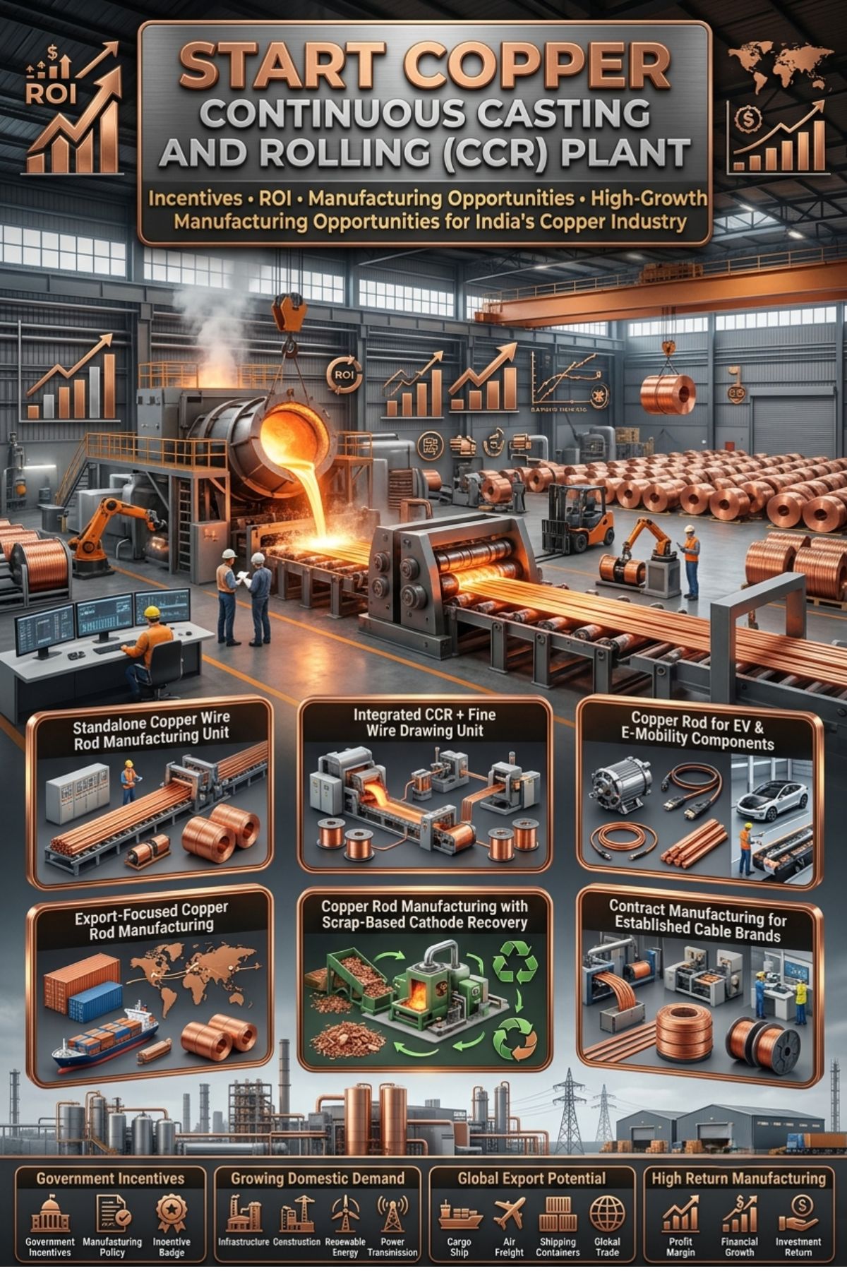 Copper Continuous Casting and Rolling Plant for copper wire rod production