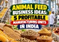 Animal feed manufacturing business ideas in India with poultry, cattle, fish, and livestock feed