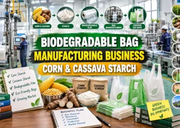 Biodegradable bag manufacturing using corn and cassava starch