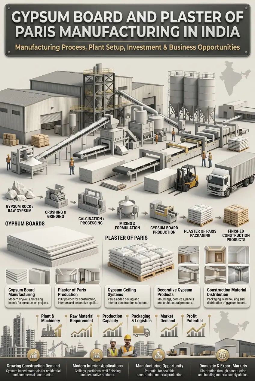 Gypsum Board and Plaster of Paris Manufacturing in India