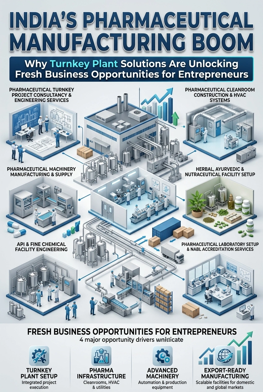 Pharmaceutical manufacturing business opportunities in India with turnkey plant solutions