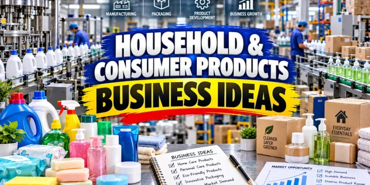 Household and Consumer Products Business Ideas in India with manufacturing setup, home care products, personal care products, packaging, and consumer goods business opportunities.