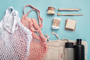 Zero waste concept? Cotton bags, reusable water bottles and eco friendly accessories