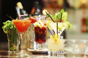 Colorful cocktails close up