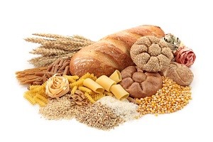 Foods high in carbohydrate, isolated on white