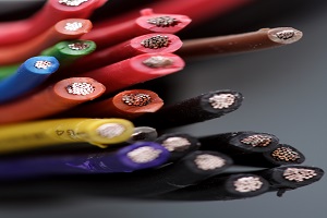 Computer cables on white background