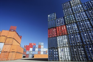 Shipping containers in storage yard