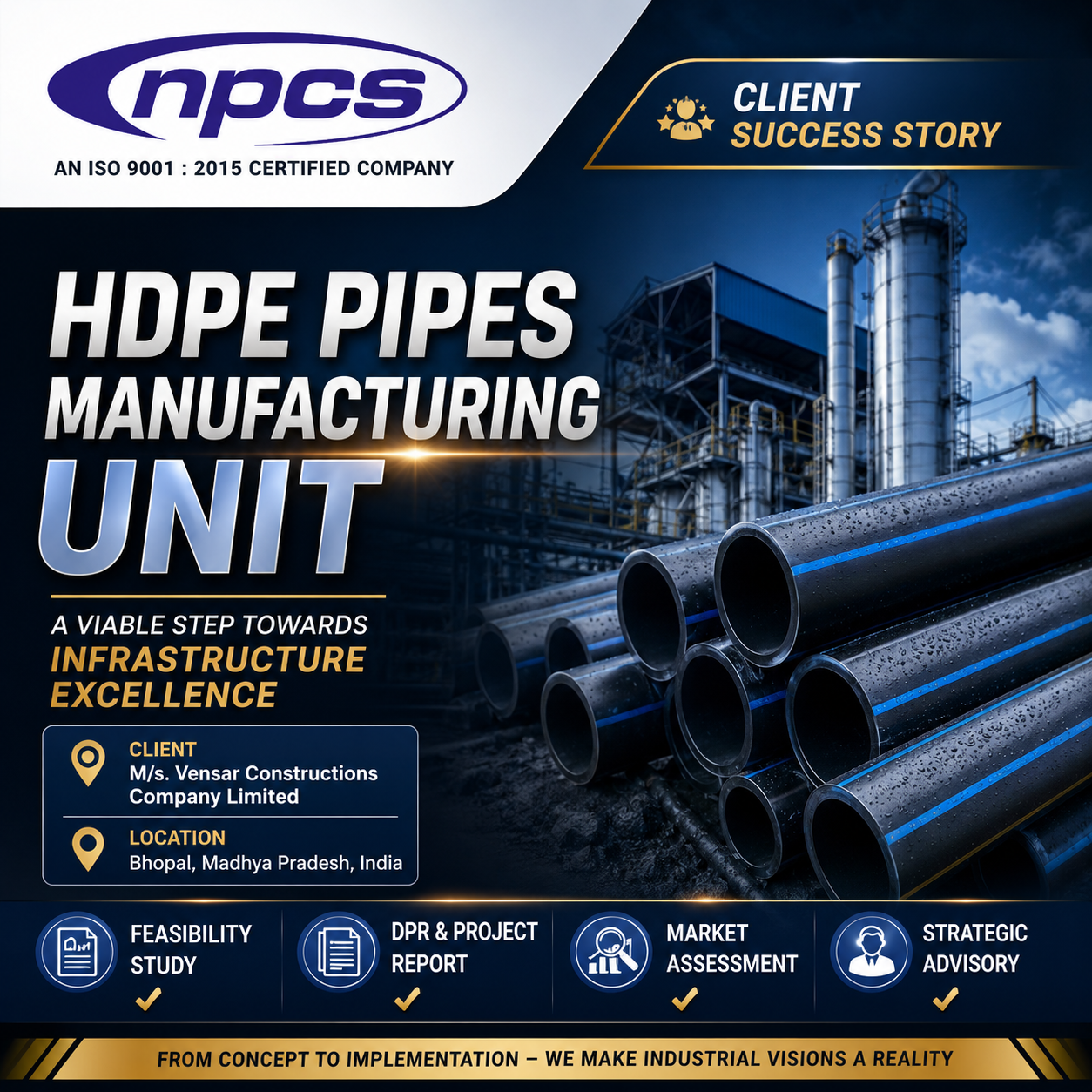 HDPE Pipes Manufacturing Unit Feasibility Study for Vensar Constructions Company Limited