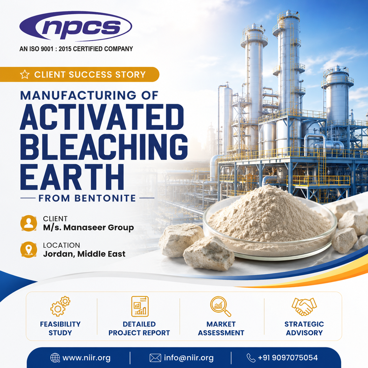 Activated Bleaching Earth Manufacturing Feasibility Study for Manaseer Group, Jordan